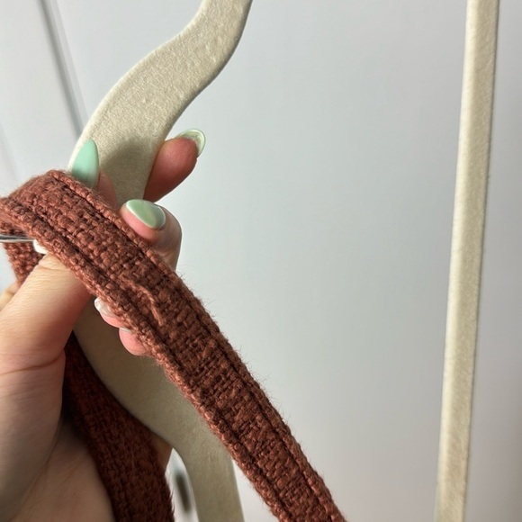 Zara Burnt Orange Fringed Fabric Crossbody Shoulder Bag Chain Woven Boho Purse - Picture 4 of 11